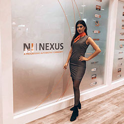 Hostess at the Nexus stand at an automotive trade event &mdash; automotive event staff in New York